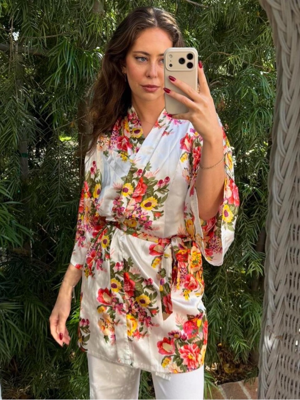Floral silk robe with tie waist #silk #loungewear / fits sz s-m
